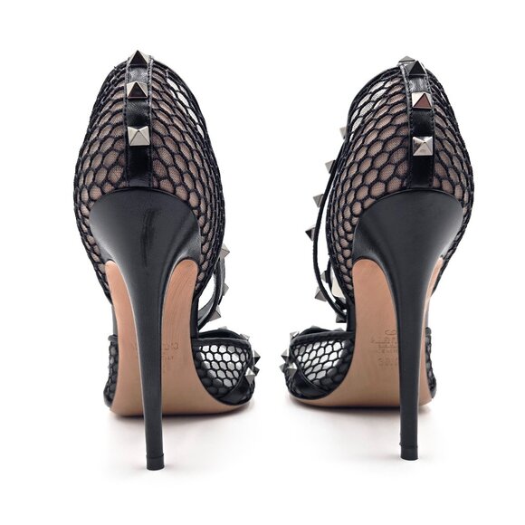 Authentic Valentino Rockstud Fishnet Heel - Picture 2 of 3